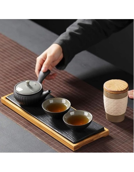 Tea Set Tea Cups Teapot Set Teapot Sets Chinese Handmade Teapot Healthy Ceramics with Tea Tray and Tea Jar Good Business Gifts Tea Cup Set Tea Pot Set Coffee Cup Set (A 1set)