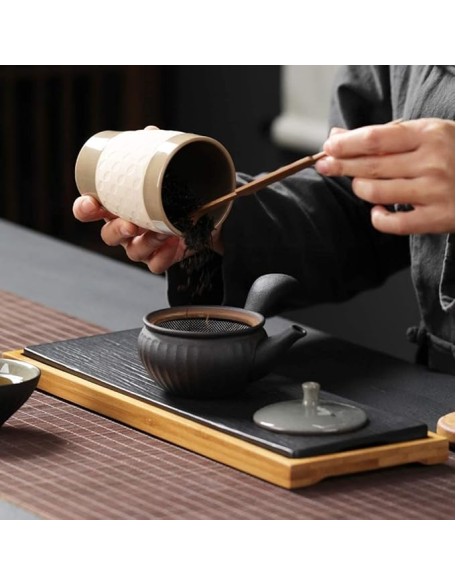 Tea Set Tea Cups Teapot Set Teapot Sets Chinese Handmade Teapot Healthy Ceramics with Tea Tray and Tea Jar Good Business Gifts Tea Cup Set Tea Pot Set Coffee Cup Set (A 1set)