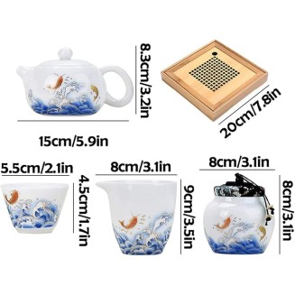 European Style Tea Set Ceramic Tea Set Portable Travel Tea Set with Teapot Teacups Tea Canister Tea Tray and Travel Bag for Travel Home