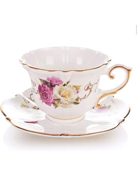 Tea Table Teapot Sets,Tea Set Handmade Chinese,Porcelain Teapot,Creative Ceramic Tea Cups,European Bone China Coffee Cup Set English Style Garden 1 Piece Set Tea Cup