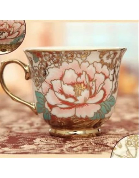 Exquisite Cup Phnom Penh Floral Teapot Set Vintage Cup Gold Coffee Set and Saucer Teapot Set/Green/As Shows (Green As Shows)