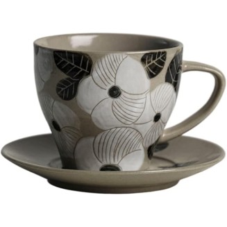 Drinking Cup Handmade Coffee Cup with Saucer Set Latte Latte Coffee Cup Retro Afternoon Tea Cup Office Mug Water Cup Coffee Mug (Grey) (Gold)