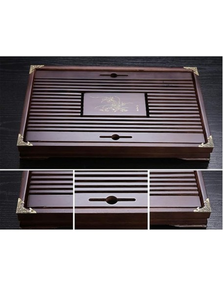 Kungfu Tea Set with Tray, CeramicTea Cup Set with Wooden Tea Tray, Tea Table Serving, Chinese Tea Set, for Home and Office Use (G)