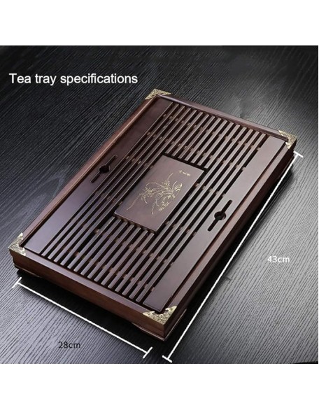 Kungfu Tea Set with Tray, CeramicTea Cup Set with Wooden Tea Tray, Tea Table Serving, Chinese Tea Set, for Home and Office Use (G)
