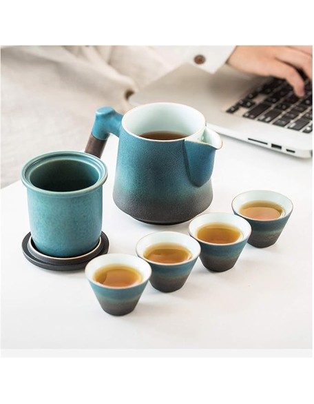 Tea Pot Sets Ceramic Tea Sets Classic Kungfu Tea Sets Portable Travel Tea Set with Teapot Teacups and Travel Bag Suitable