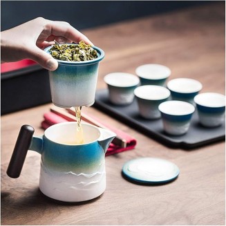 Tea Set/Tea Pot Set Chinese Traditional Ceramic Tea Sets Portable Travel Tea Set Classic Tea Sets Includes A Teapot with Handle 6 Tea Cups A Portable Travel Bag Chinese Set