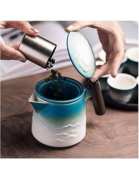 Tea Set/Tea Pot Set Chinese Traditional Ceramic Tea Sets Portable Travel Tea Set Classic Tea Sets Includes A Teapot with Handle 6 Tea Cups A Portable Travel Bag Chinese Set