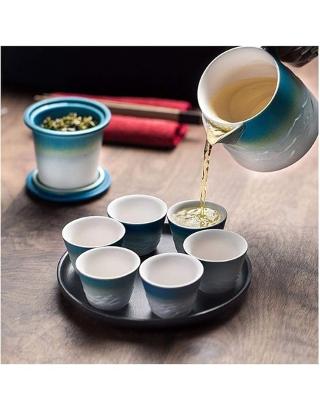 Tea Set/Tea Pot Set Chinese Traditional Ceramic Tea Sets Portable Travel Tea Set Classic Tea Sets Includes A Teapot with Handle 6 Tea Cups A Portable Travel Bag Chinese Set