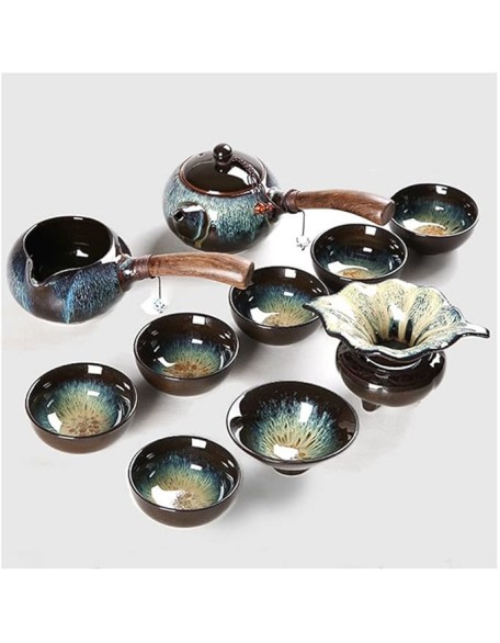 Tea Set, Chinese Tea Set gongfu Tea Set teapot Set Japanese Tea Set Ceramic Kungfu Tea Set,Creamer Pitcher and Teaspoons,Portable Travel Tea Set with Teapot,Teacups