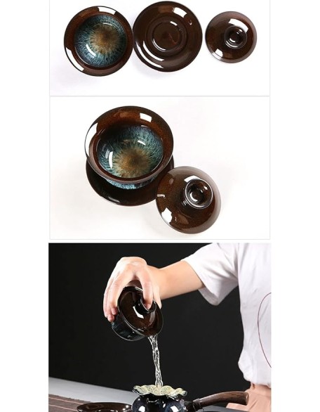 Tea Set, Chinese Tea Set gongfu Tea Set teapot Set Japanese Tea Set Ceramic Kungfu Tea Set,Creamer Pitcher and Teaspoons,Portable Travel Tea Set with Teapot,Teacups