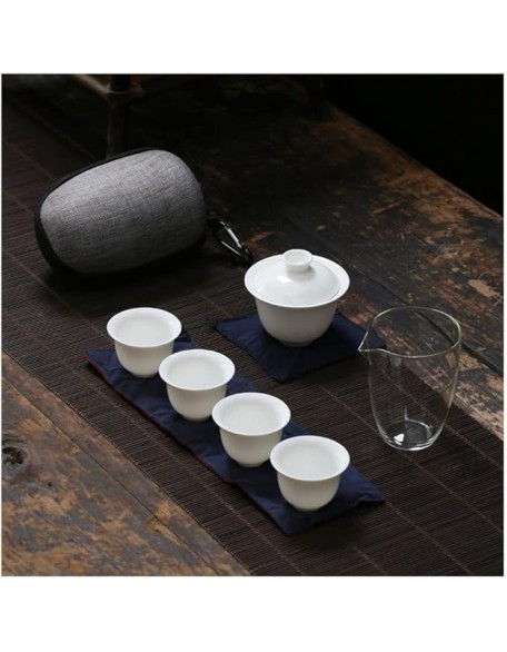 Ceramic Teacup Set TANGPIN Ceramic teapots gaiwan teacups Chinese teaware Portable Travel Tea Sets with Travel Bag Coffee Set Tea Coffee Pot Cups