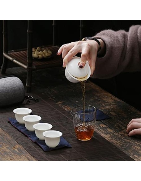 Ceramic Teacup Set TANGPIN Ceramic teapots gaiwan teacups Chinese teaware Portable Travel Tea Sets with Travel Bag Coffee Set Tea Coffee Pot Cups