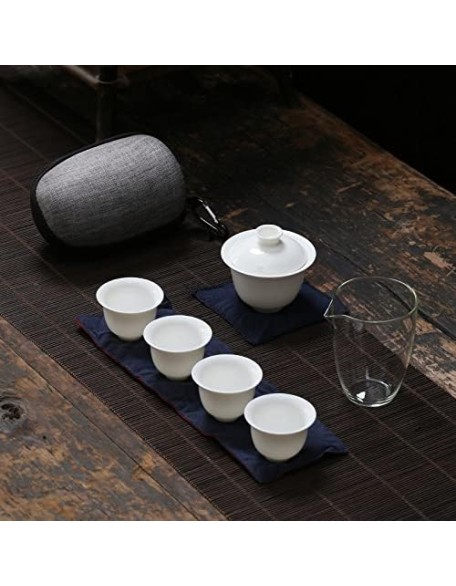 Ceramic Teacup Set TANGPIN Ceramic teapots gaiwan teacups Chinese teaware Portable Travel Tea Sets with Travel Bag Coffee Set Tea Coffee Pot Cups