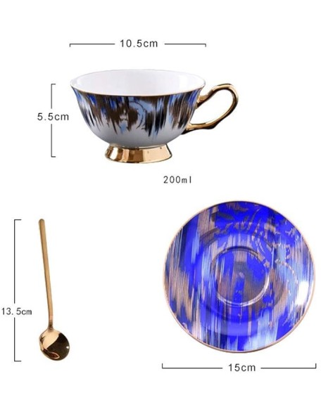Fashion Coffee Cup and Saucer Rim Table Ware Porcelain Tea Cup Set Home Decor Gold European Bone China Birthday Gifts Multicolor