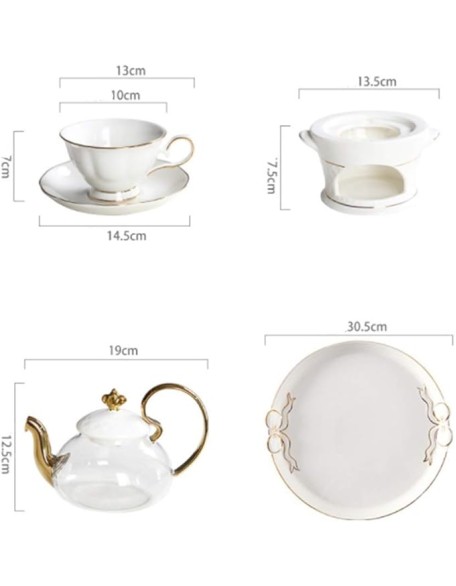 Tea Coffee Cup Set European Style Luxurious Gold Trim Ceramic Tea Cup Set Including 6 Pcs