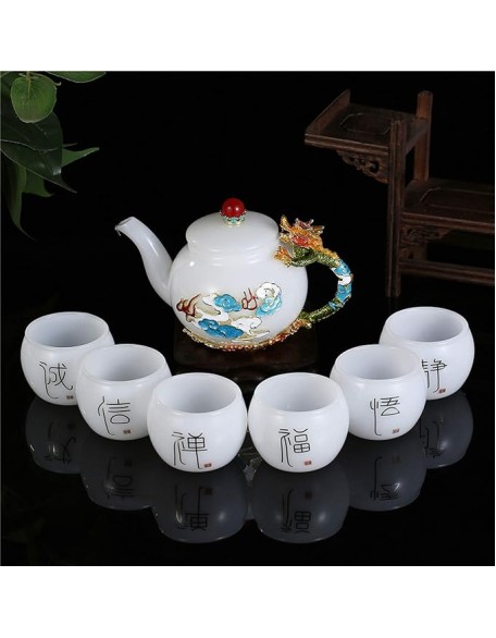 Porcelain Tea Set Flower Tea Cups Enamel Handmade Butterfly Rose Chinese Ceramic Tea Sets Gift for Mother's Day,Blue (Blue)