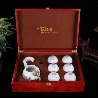 Porcelain Tea Set Flower Tea Cups Enamel Handmade Butterfly Rose Chinese Ceramic Tea Sets Gift for Mother's Day,Blue (Blue)