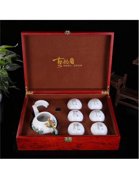 Porcelain Tea Set Flower Tea Cups Enamel Handmade Butterfly Rose Chinese Ceramic Tea Sets Gift for Mother's Day,Blue (Blue)