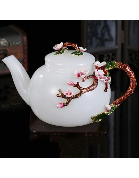 Porcelain Tea Set Flower Tea Cups Enamel Handmade Butterfly Rose Chinese Ceramic Tea Sets Gift for Mother's Day,Blue (Blue)