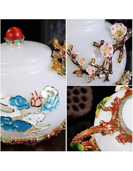 Porcelain Tea Set Flower Tea Cups Enamel Handmade Butterfly Rose Chinese Ceramic Tea Sets Gift for Mother's Day,Blue (Blue)