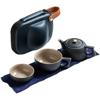 Tea Set for Adults Ceramic Tea Cup Set Chinese Tea Travel Tea Set Portable Teapot Tea Set Tea Cups of Tea Ceremony Tea Sets with Teapot (Red) (Black)