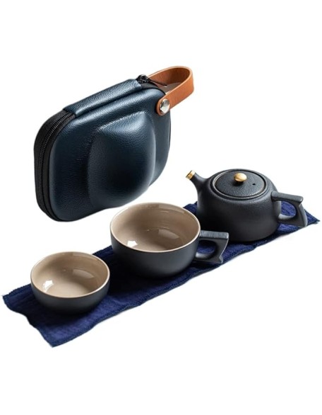 Tea Set for Adults Ceramic Tea Cup Set Chinese Tea Travel Tea Set Portable Teapot Tea Set Tea Cups of Tea Ceremony Tea Sets with Teapot (Red) (Black)