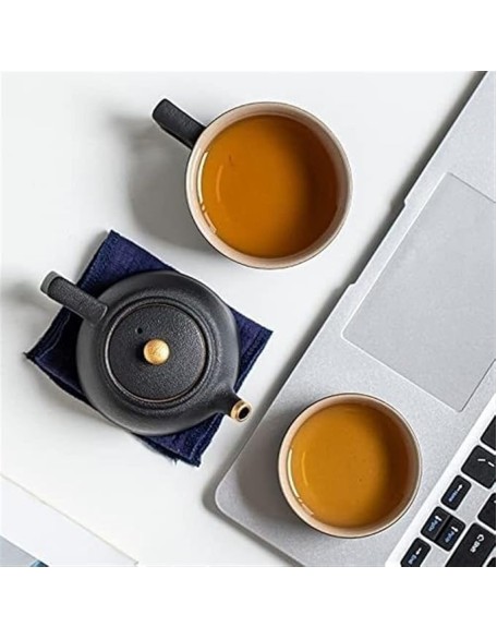 Tea Set for Adults Ceramic Tea Cup Set Chinese Tea Travel Tea Set Portable Teapot Tea Set Tea Cups of Tea Ceremony Tea Sets with Teapot (Red) (Black)