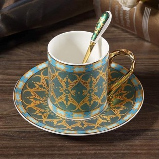 Porcelain Coffee Cup British European Bone China Coffee Cup Set Fashion Ceramic Painting Gold Afternoon Flower Tea Cup Saucer Cup Saucer Sets (1color 10x8x7cm)