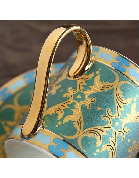 Porcelain Coffee Cup British European Bone China Coffee Cup Set Fashion Ceramic Painting Gold Afternoon Flower Tea Cup Saucer Cup Saucer Sets (1color 10x8x7cm)