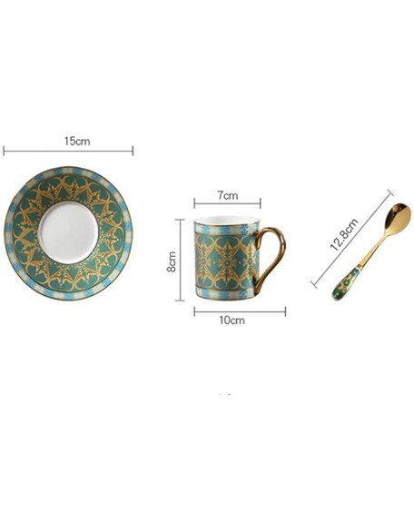 Porcelain Coffee Cup British European Bone China Coffee Cup Set Fashion Ceramic Painting Gold Afternoon Flower Tea Cup Saucer Cup Saucer Sets (1color 10x8x7cm)