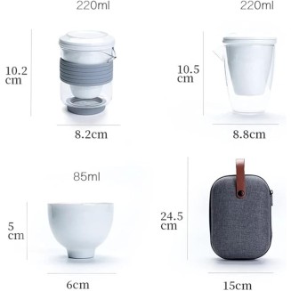 Chinese Kung Fu Tea Set Ceramic Portable Teapot Set Outdoor Travel Gaiwan Tea Cups of Tea Ceremony Teacup Drinkware (A) (A)