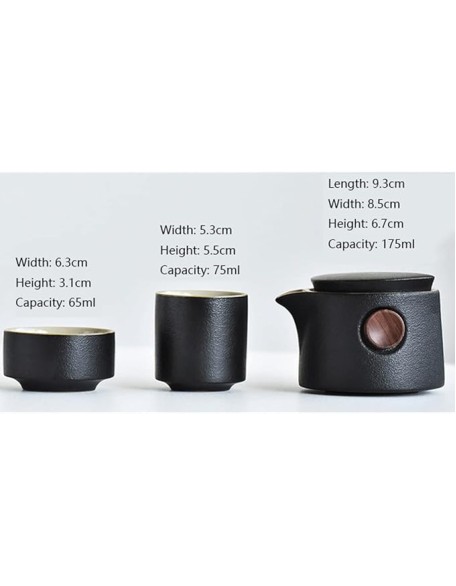 Tea Set Ceramic Portable Teapot Outdoor Travel Gaiwan Kettle Office Teacups TeaSet Dinkware Office (Color : Blue, Size : 9.3 * 8.5cm)