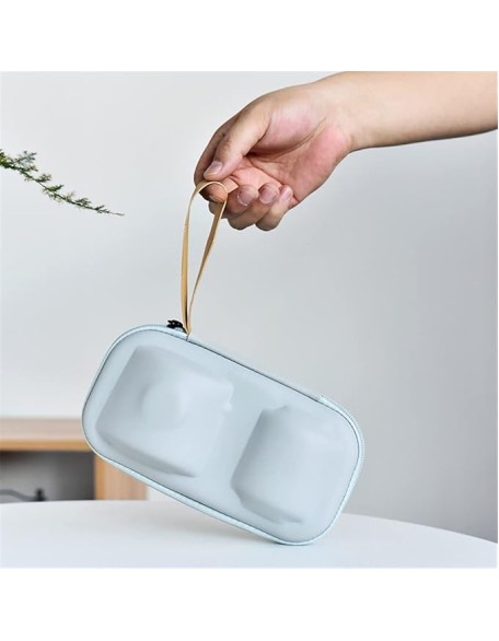 Tea Set Ceramic Portable Teapot Outdoor Travel Gaiwan Kettle Office Teacups TeaSet Dinkware Office (Color : Blue, Size : 9.3 * 8.5cm)