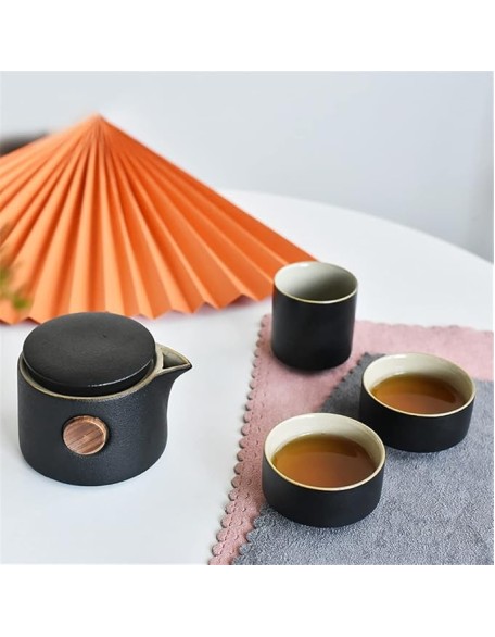Tea Set Ceramic Portable Teapot Outdoor Travel Gaiwan Kettle Office Teacups TeaSet Dinkware Office (Color : Blue, Size : 9.3 * 8.5cm)