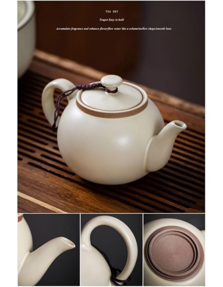 Tea Set Afternoon Tea Set Tea Set Chinese Tea Set Light Luxury Ru Kiln Kung Fu Tea Set Household Ceramic Teapot Gift Box Set
