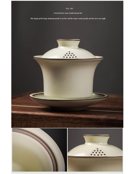 Tea Set Afternoon Tea Set Tea Set Chinese Tea Set Light Luxury Ru Kiln Kung Fu Tea Set Household Ceramic Teapot Gift Box Set
