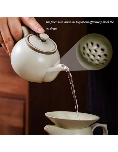 Tea Set Afternoon Tea Set Tea Set Chinese Tea Set Light Luxury Ru Kiln Kung Fu Tea Set Household Ceramic Teapot Gift Box Set