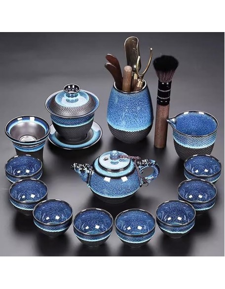Tea Set Afternoon Tea Set Tea Set Chinese Tea Set Kiln Transformation Jianzhan Tea Set Household Ceramic Kung Fu Tea Set