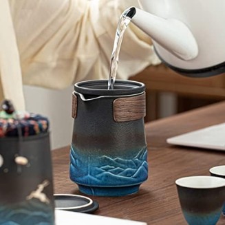Tea Set Portable Tea Set Ceramic Travel Tea Set of 7 with Teapot Teacups Caddy Infuser Travel Bag for Tea Chinese Ceramic Tea Set