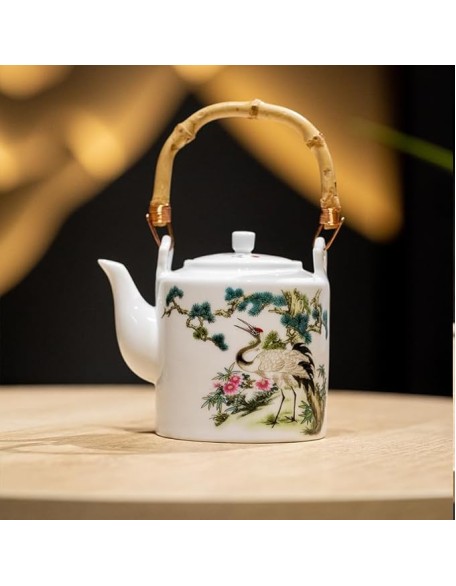 Famille Rose Vintage Chinese Tea Cup and Pot Set Floral Teaset High Temperature Ceramic 1pot and 6 cups set