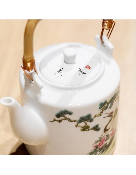 Famille Rose Vintage Chinese Tea Cup and Pot Set Floral Teaset High Temperature Ceramic 1pot and 6 cups set