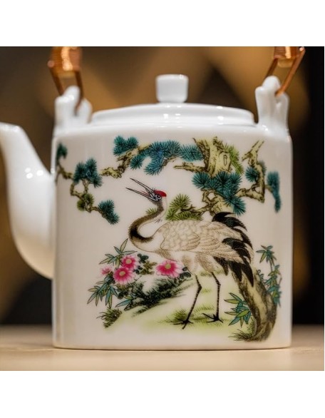 Famille Rose Vintage Chinese Tea Cup and Pot Set Floral Teaset High Temperature Ceramic 1pot and 6 cups set