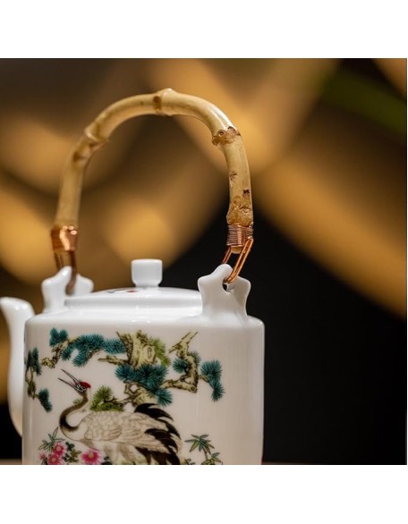 Famille Rose Vintage Chinese Tea Cup and Pot Set Floral Teaset High Temperature Ceramic 1pot and 6 cups set