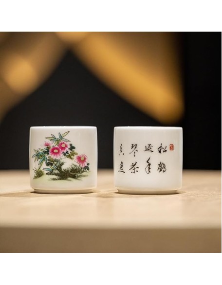 Famille Rose Vintage Chinese Tea Cup and Pot Set Floral Teaset High Temperature Ceramic 1pot and 6 cups set