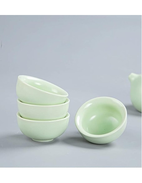 Portable Ceramic Pot Travel Kung Fu Tea Pot Real Estate Companion Gift Box Chinese Cup Set of Celadon Tray) (Green 21.5 * 14.5 * 8.5cm(two cup))