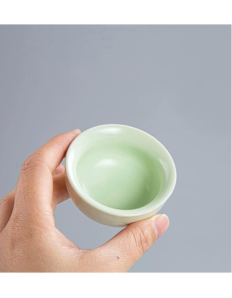 Portable Ceramic Pot Travel Kung Fu Tea Pot Real Estate Companion Gift Box Chinese Cup Set of Celadon Tray) (Green 21.5 * 14.5 * 8.5cm(two cup))
