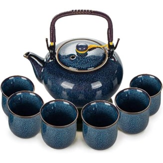 Tea Set, Chinese Ceramic Tea Set, 1 Tea Pot with 6 Tea Cups, Handmade Porcelain Ceramic Tea Set, Tea Set for Tea Lover, Japanese Style Tea Set