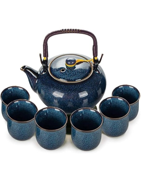 Tea Set, Chinese Ceramic Tea Set, 1 Tea Pot with 6 Tea Cups, Handmade Porcelain Ceramic Tea Set, Tea Set for Tea Lover, Japanese Style Tea Set