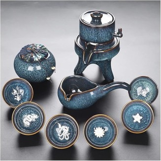 Tea Set, Tea Sets Tea Set Ceramic Semi Automatic Tea Set Teapot Tea Cup Chinese Retro Semi Automatic Tea Set Party Home 6 Cups Coffee Set (B) ()