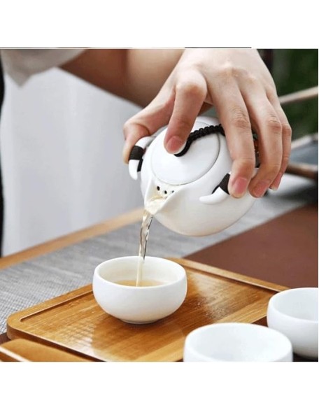 Tea Set, Chinese Tea Set Kung Fu Tea Set Ceramic Portable Teapot Porcelain Teaset Gaiwan Tea Cups of Tea Ceremony Tea Tool (White 22 * 14 * 9cm) (Green 22 * 14 * 9c
